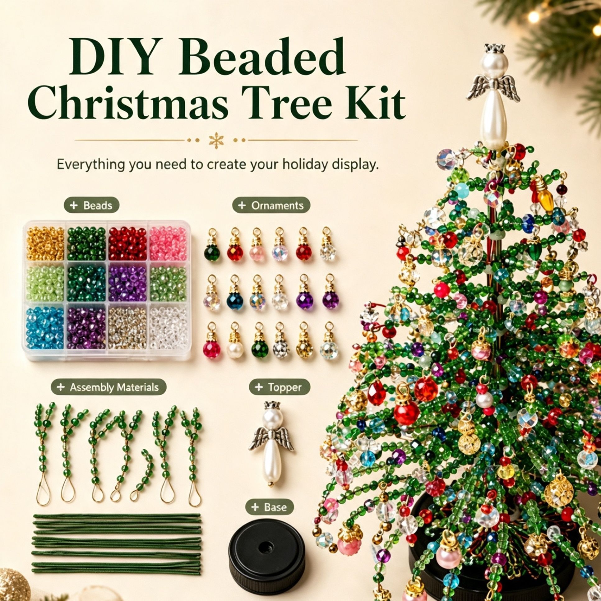 DIY Beaded Christmas Tree Kit view 2