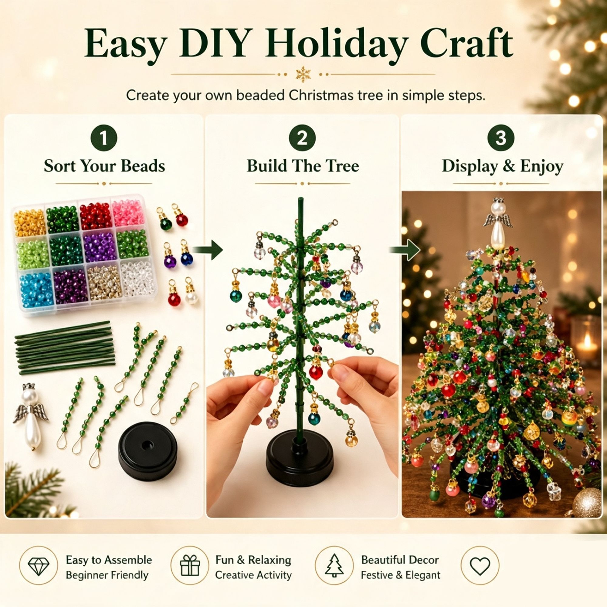 DIY Beaded Christmas Tree Kit view 3