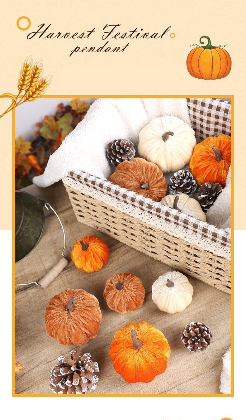 Ins Flocked Pumpkin Figurine view 2
