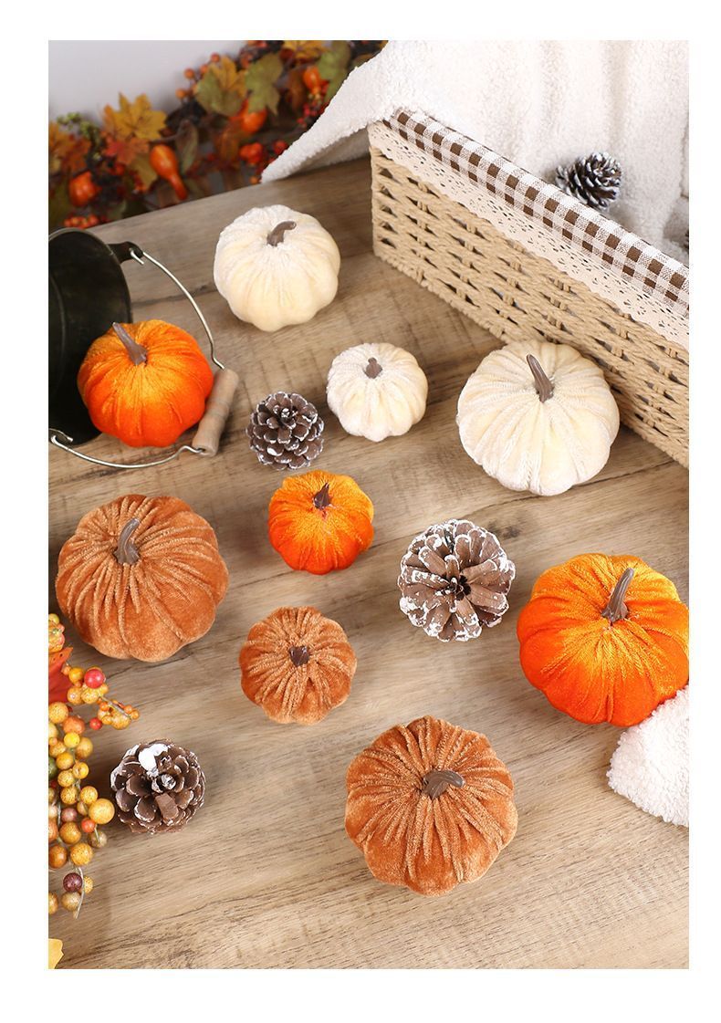 Ins Style Flocked Pumpkin Decor view 5