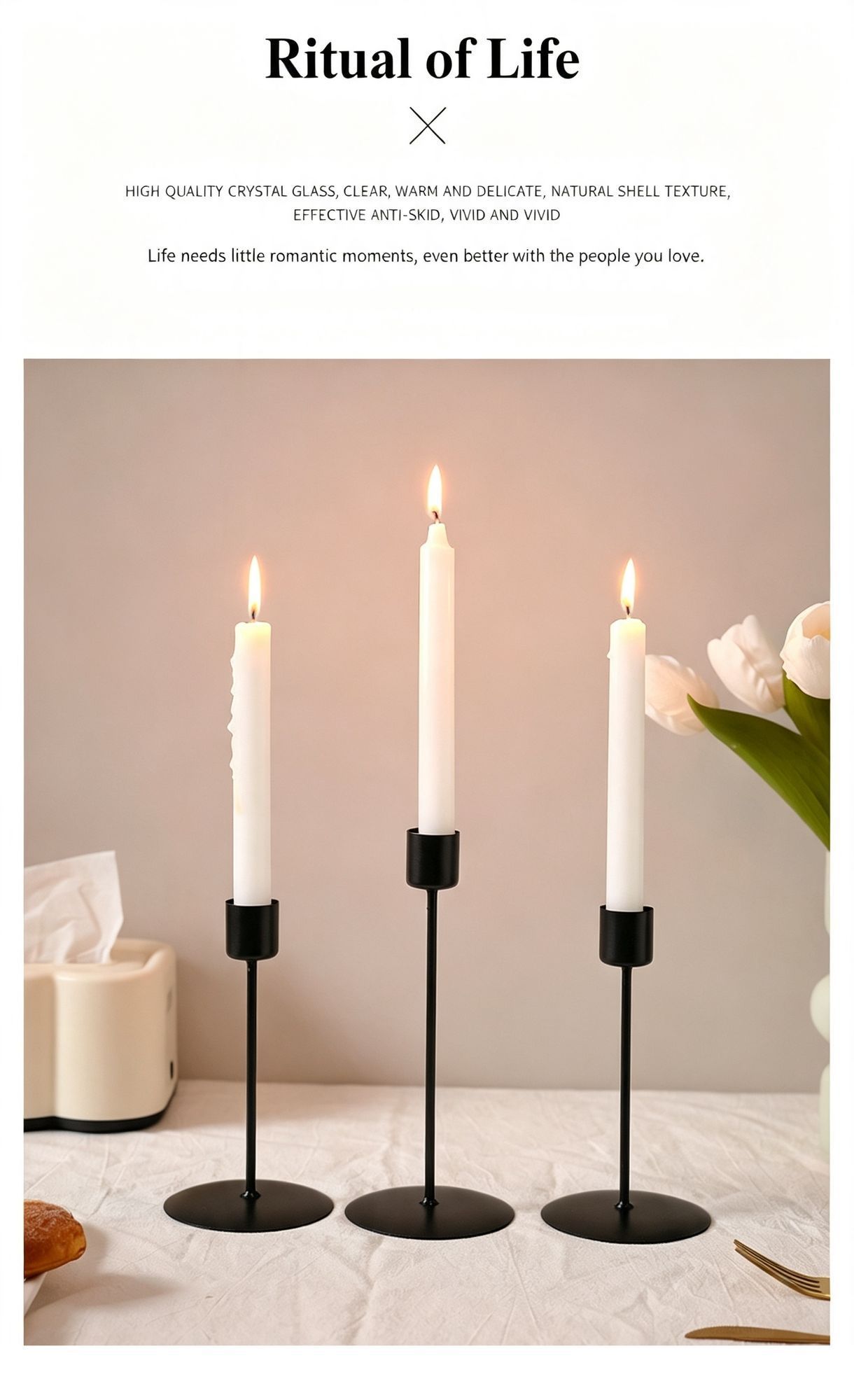 Handmade 3 Heads Curved Metal Candle Holder view 6