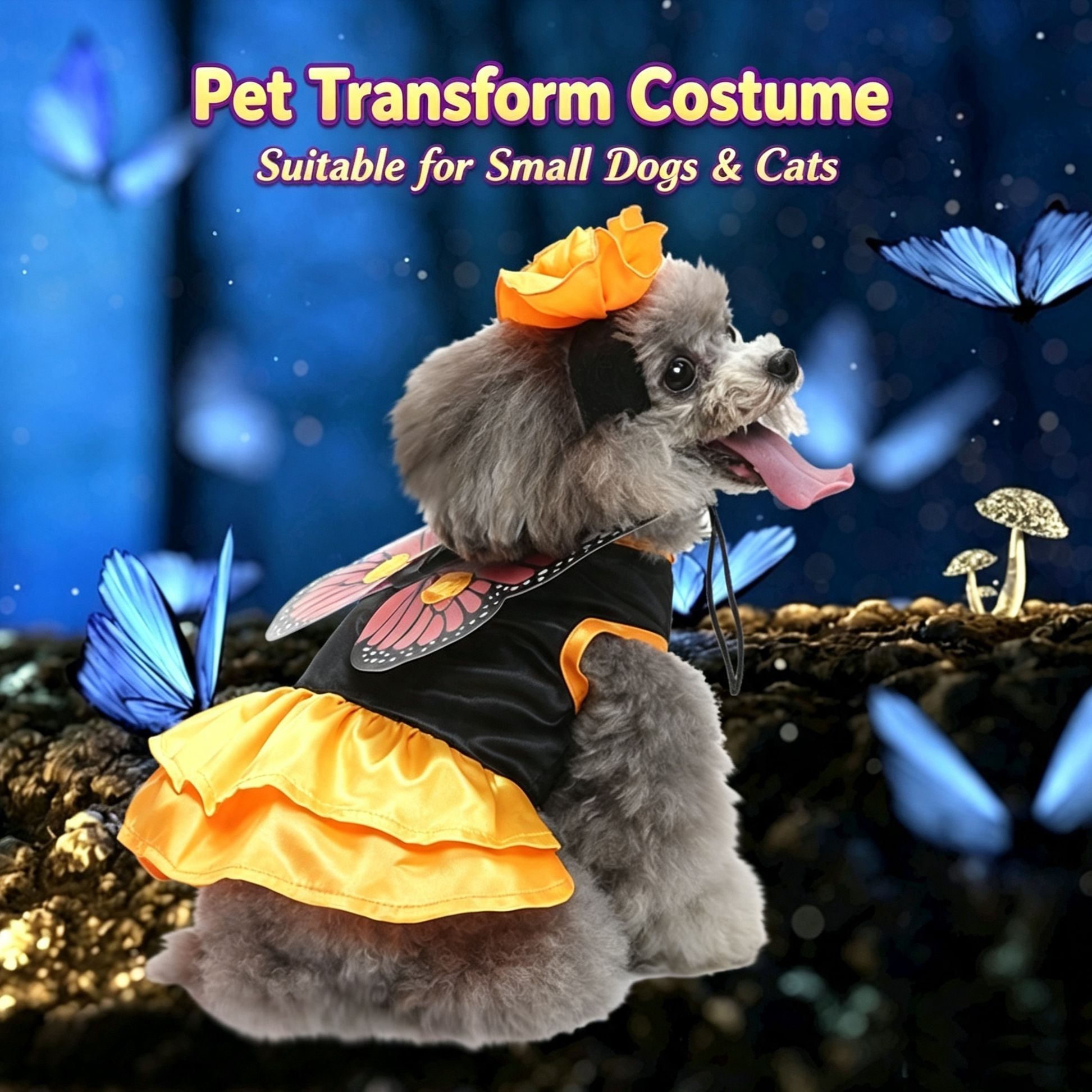 L Size Black Orchid Pet Costume view 5