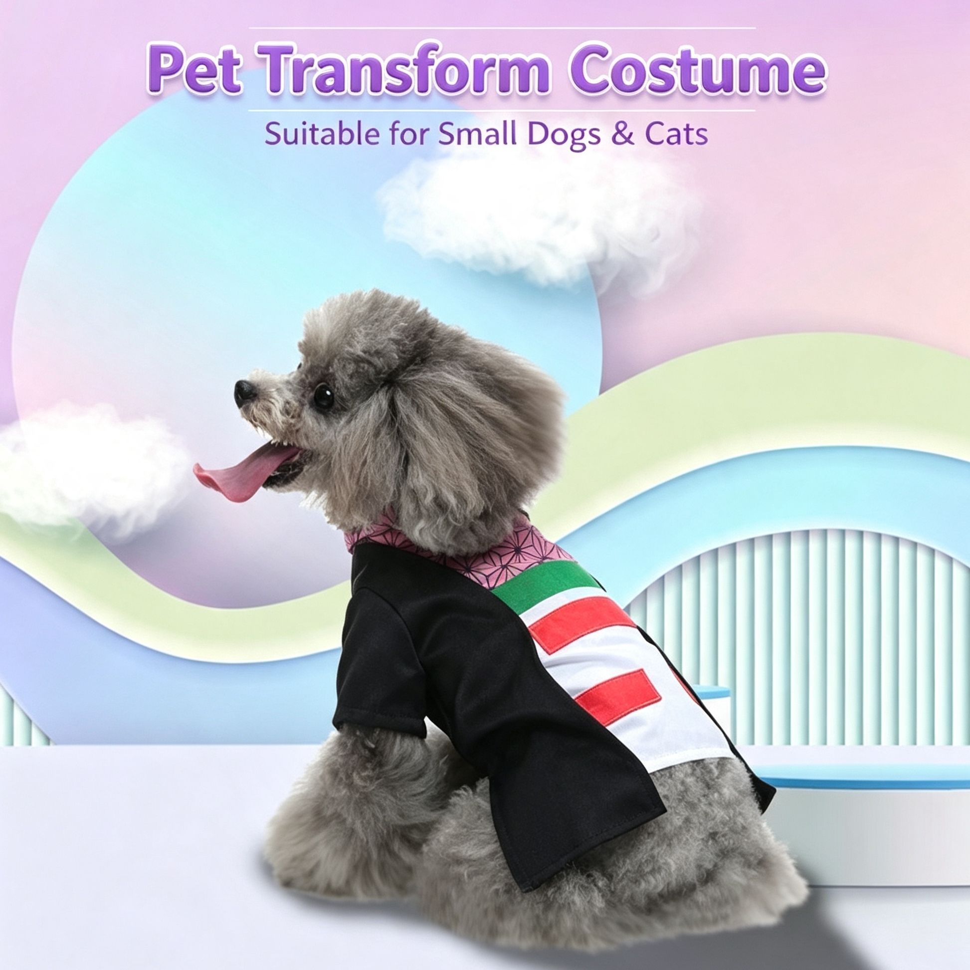 M Size Kaleido Stripe Pet Costume view 10