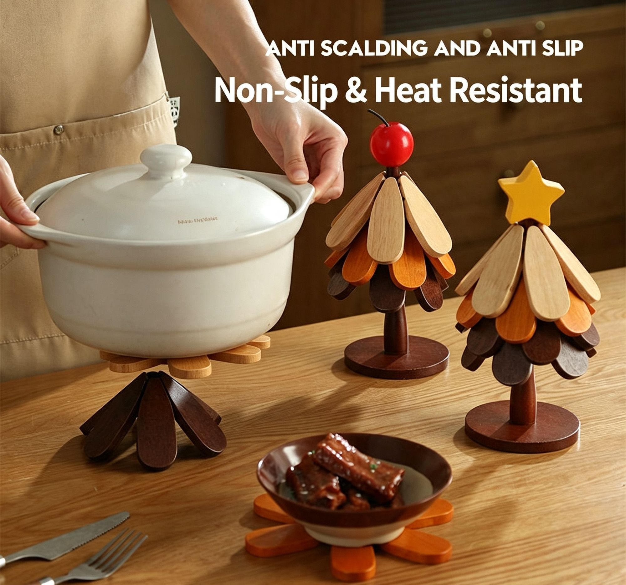 5-Tier Star Style Christmas Tree Heat Resistant Pot Mat view 2