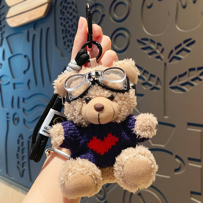 Plush Bear Pendant In Navy Outfit With Red Heart — image 1