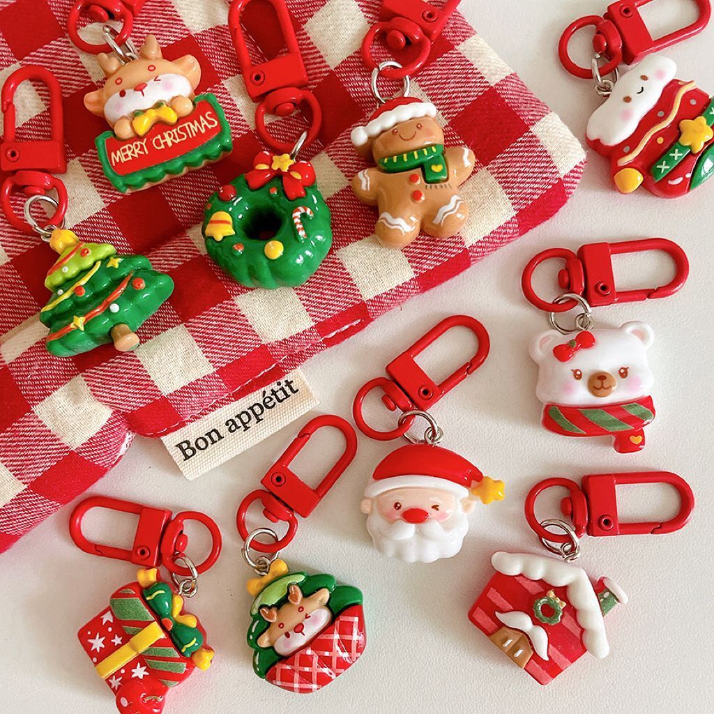 Christmas Flower Basket Resin Keychain view 2