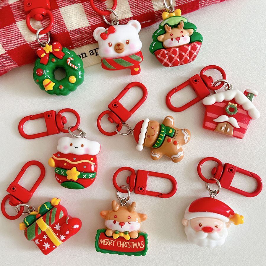 Christmas Flower Basket Resin Keychain view 3