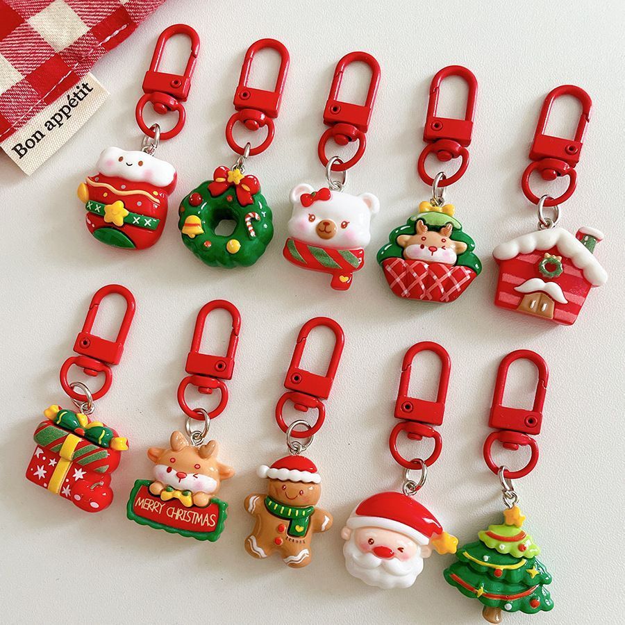 Christmas Flower Basket Resin Keychain view 4