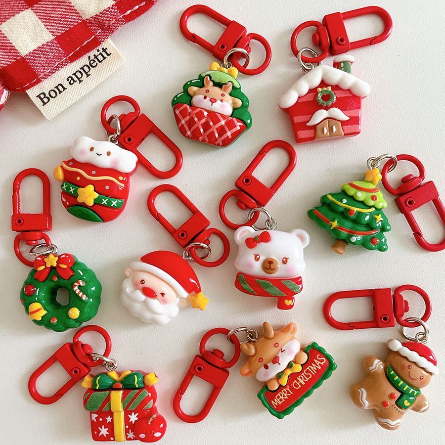 Christmas Flower Basket Resin Keychain view 5
