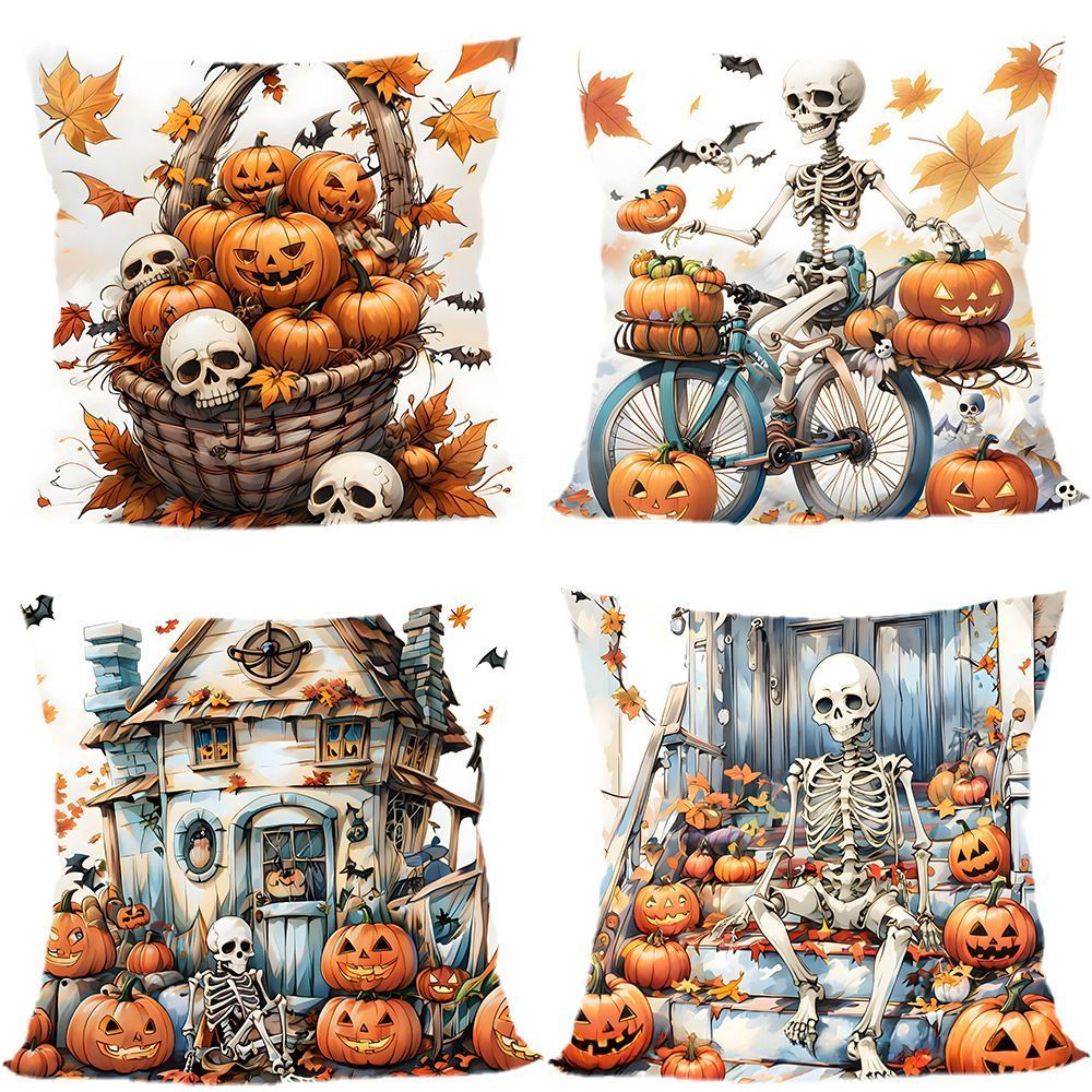 4PC Home Party Essential Pillow Cover For Halloween & Christmas — image 1