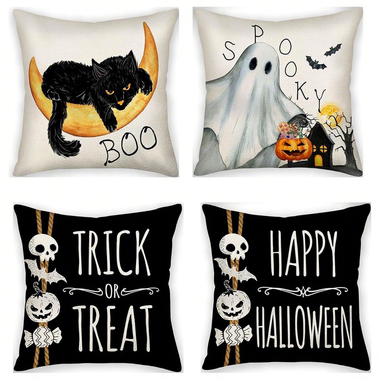 4PC Holiday Home Ornament Pillow Cover Fit For Halloween & Christmas — image 1