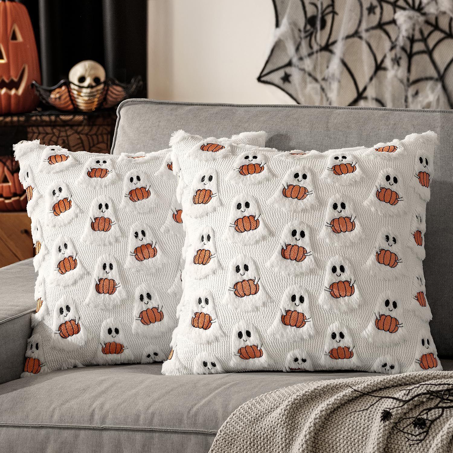 2PCS Short Plush Halloween Cushion Case view 4