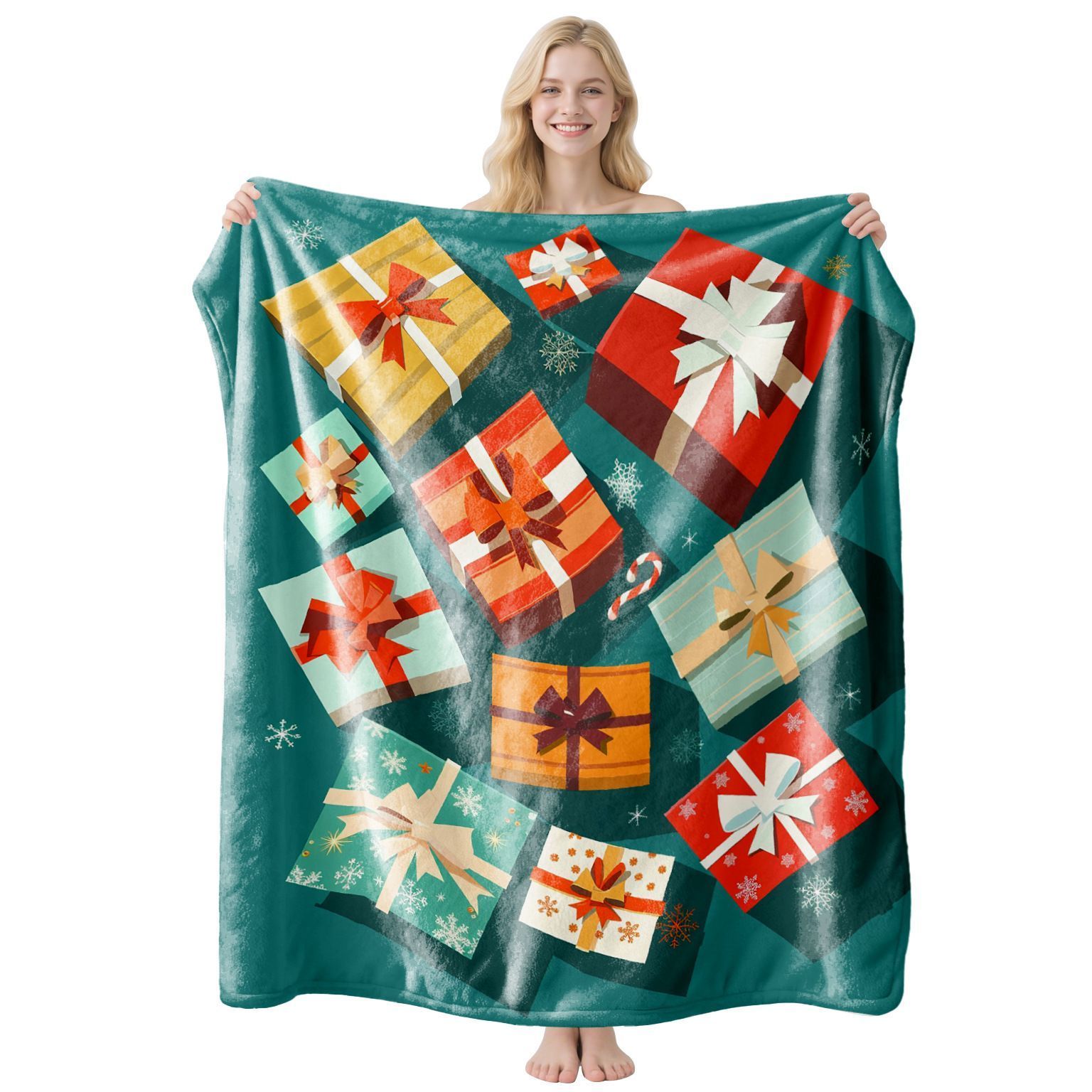 Ornamental Festive Flannel Throw Blanket — image 1