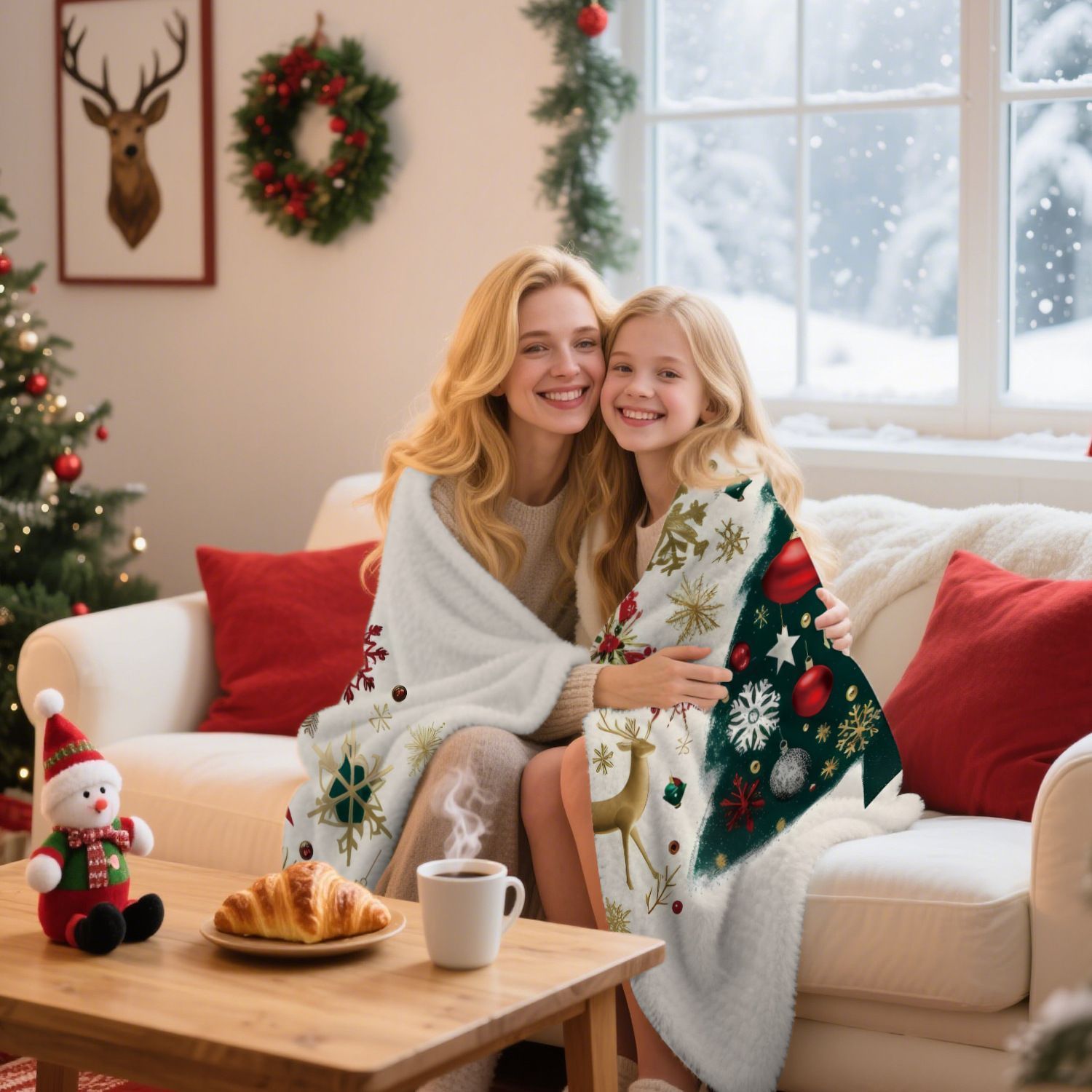 Ornament‑oriented Holiday Flannel Throw Blanket view 7