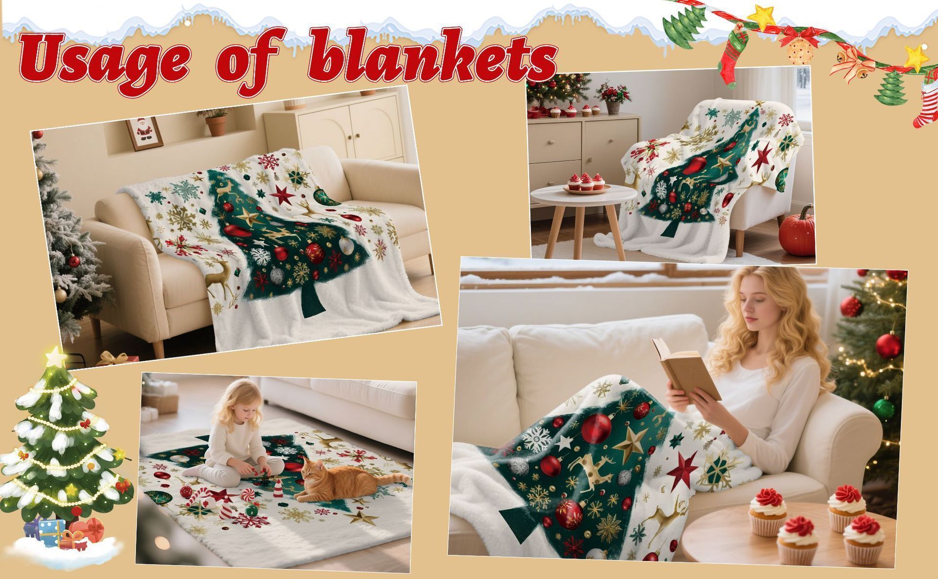 Soft‑Texture Holiday Flannel Air‑Conditioning Throw Blanket view 4