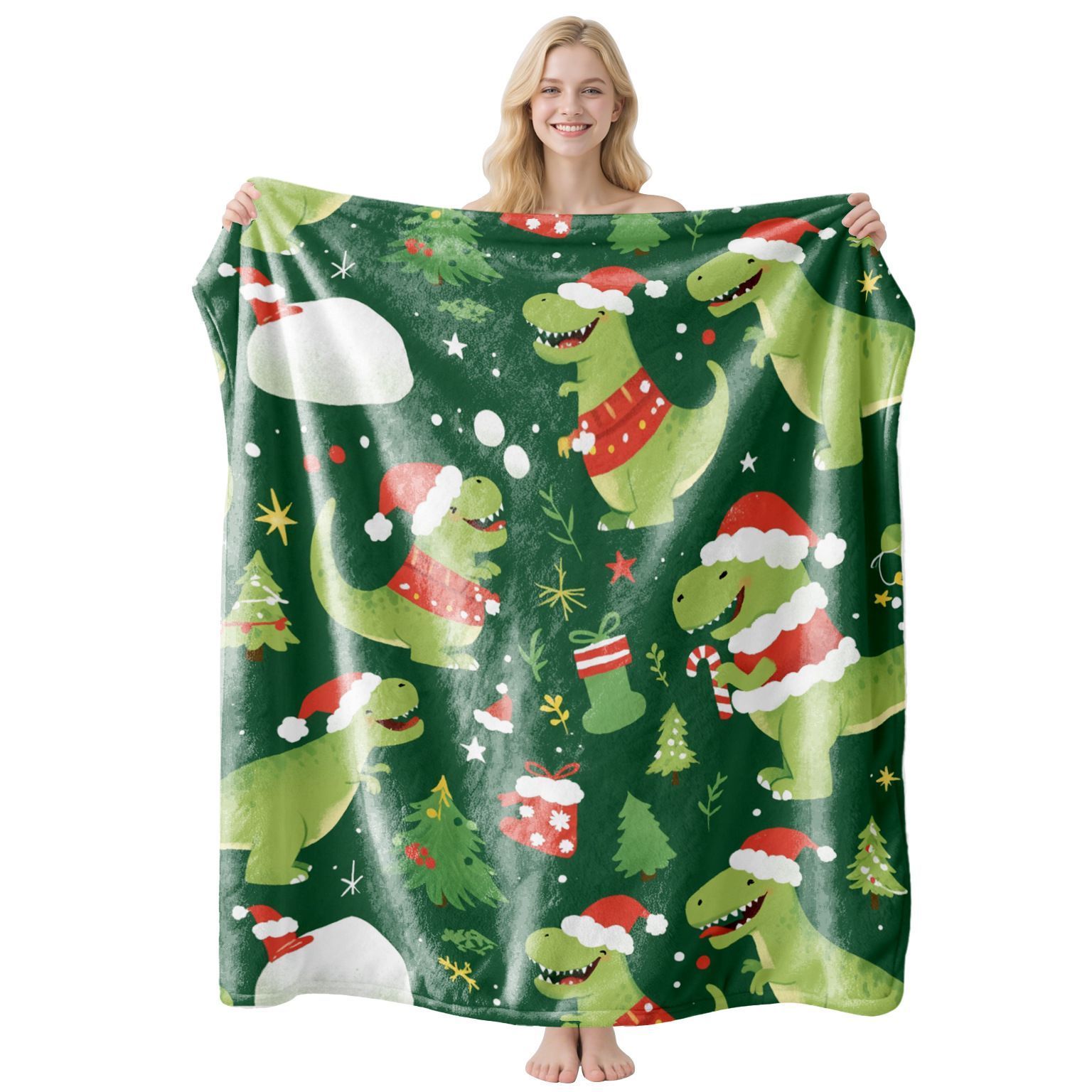 Soft Holiday Printed Flannel Throw Blanket — image 1