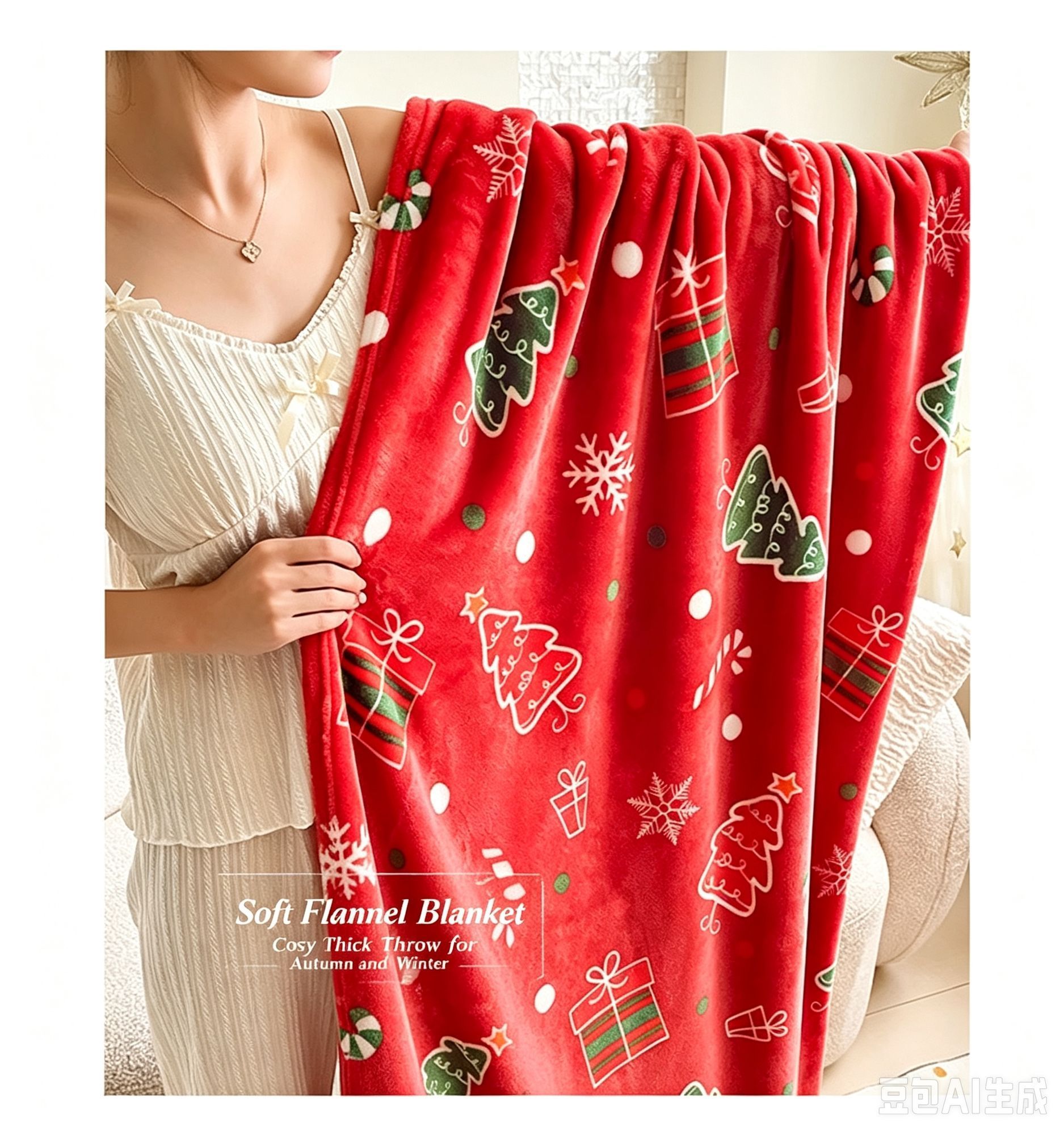 Holiday‑styled Flannel Throw Blanket For Christmas & Halloween view 8