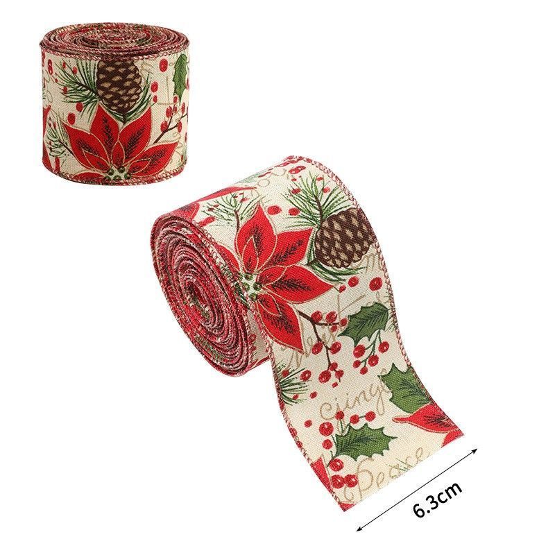 Xmas Burlap Woven Ribbon 6.3CM x 2M — image 1