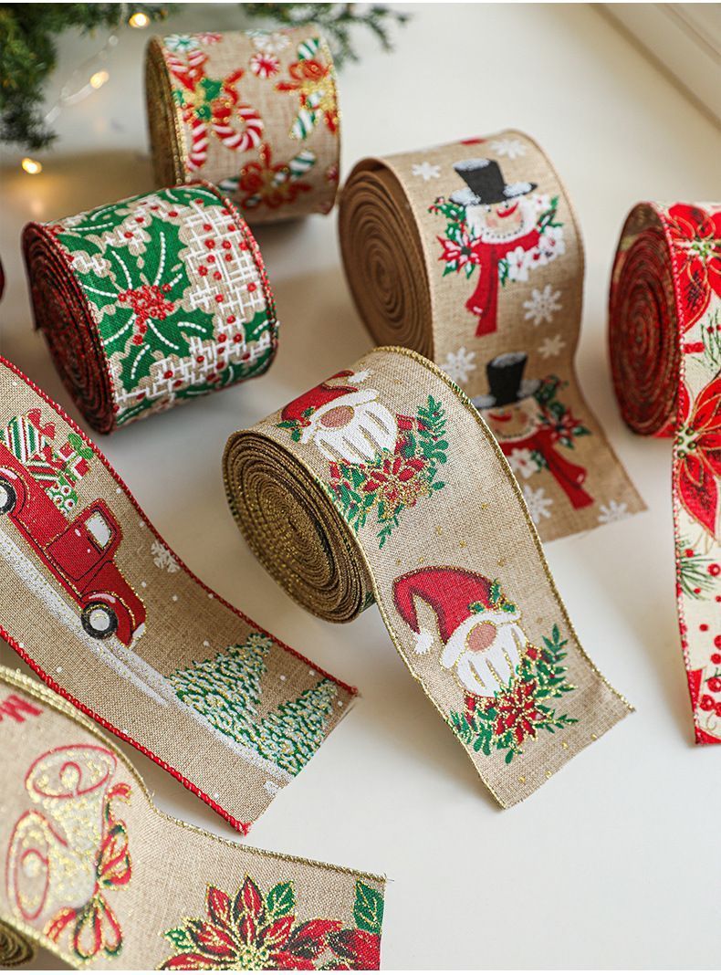 Holiday Burlap Satin Ribbon 6.3CM Width 2M view 4