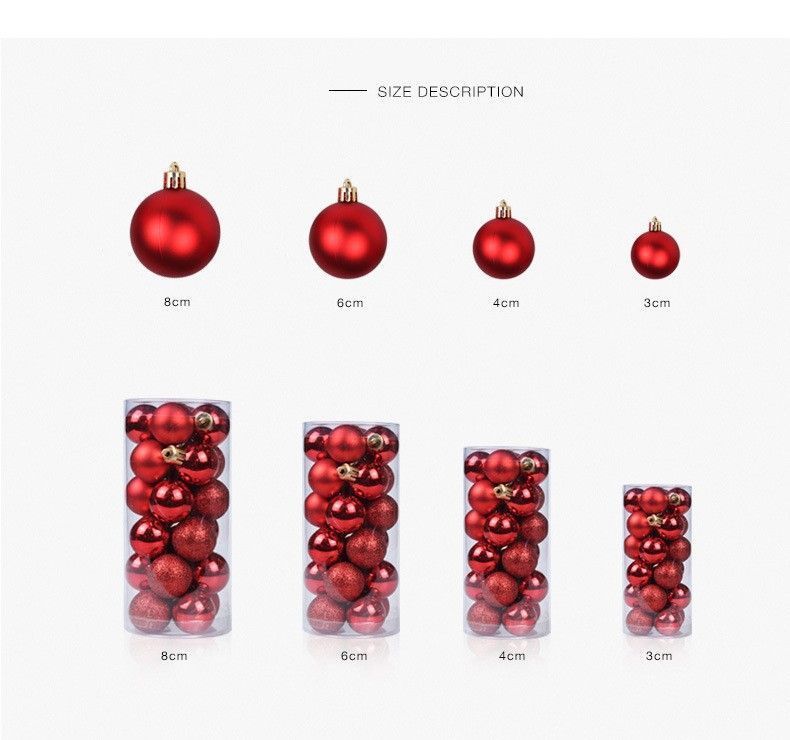 24Pcs Electroplated Plastic Holiday Tree Ornaments view 2