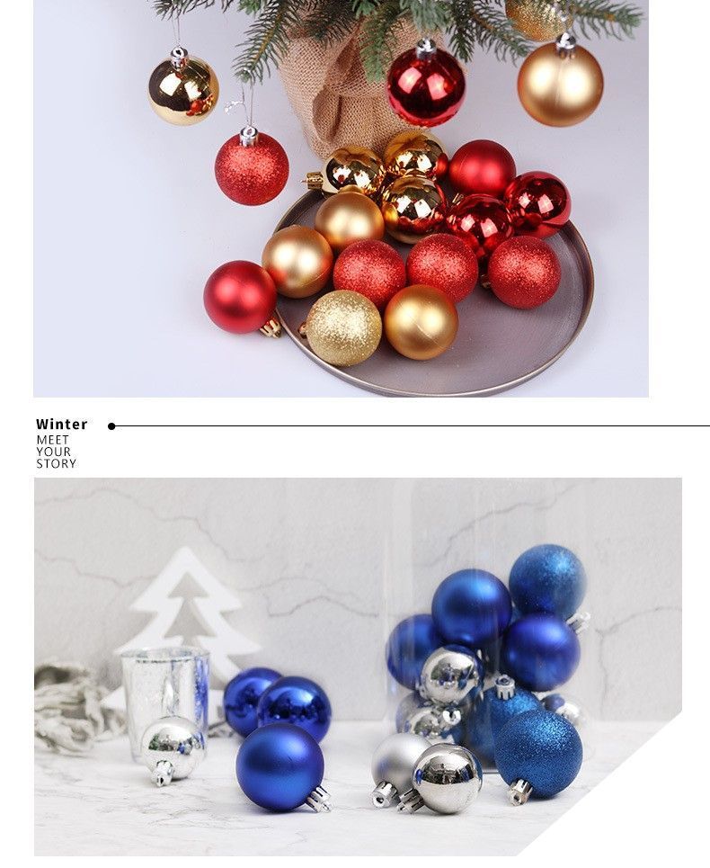 24 Count Vibrant Plastic Xmas Pendant Balls view 5