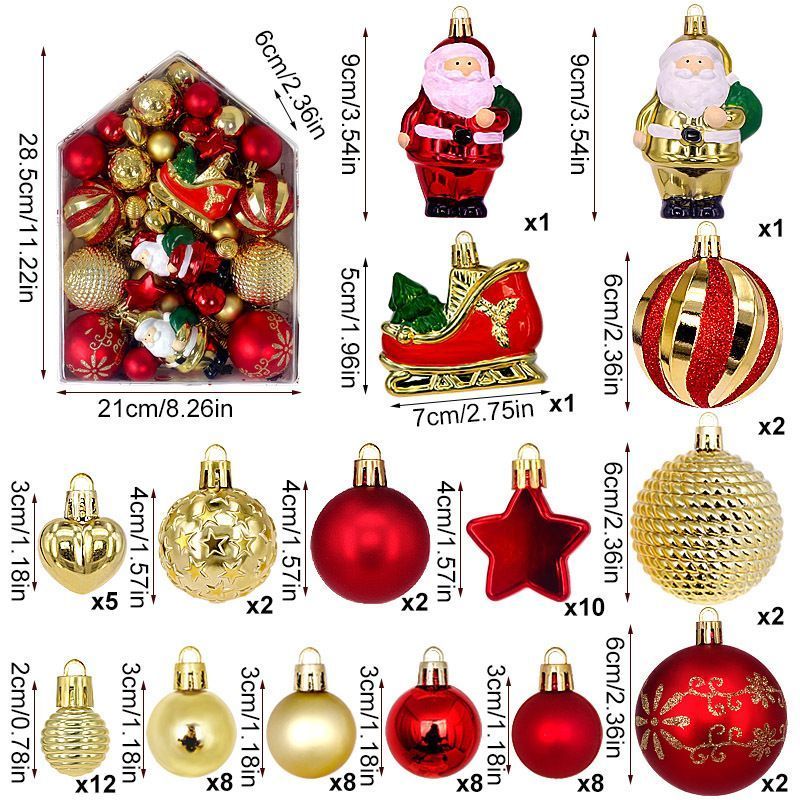72 Pieces Christmas Assorted Ornaments Set Packed in House Shaped Gift Box — image 1