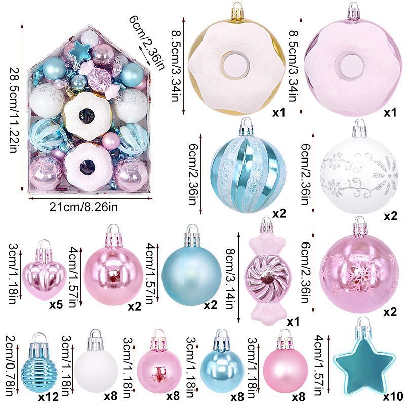 72 Count Rich Assorted Holiday Baubles Packed in House Shaped Gift Box — image 1