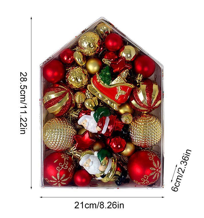 72 Count Rich Assorted Holiday Baubles Packed in House Shaped Gift Box view 3