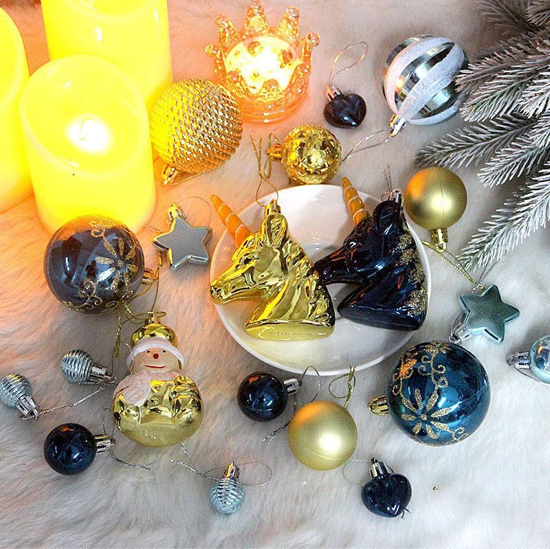 72 Count Rich Assorted Holiday Baubles Packed in House Shaped Gift Box view 7