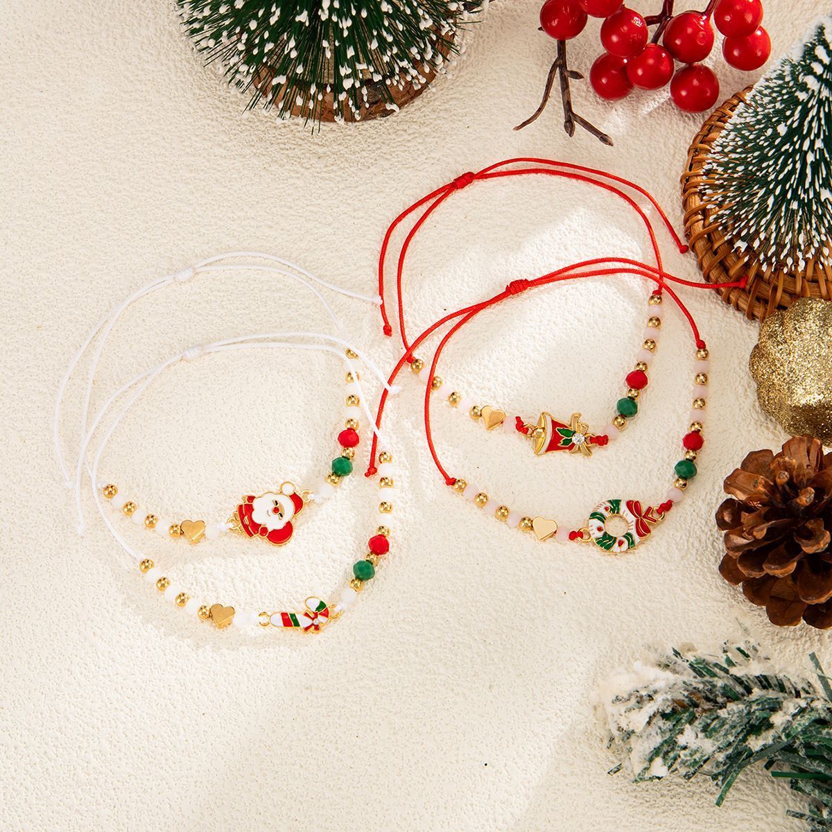 Christmas Beaded Adjustable Bracelet 4Pcs Set Code 6737K1 view 6