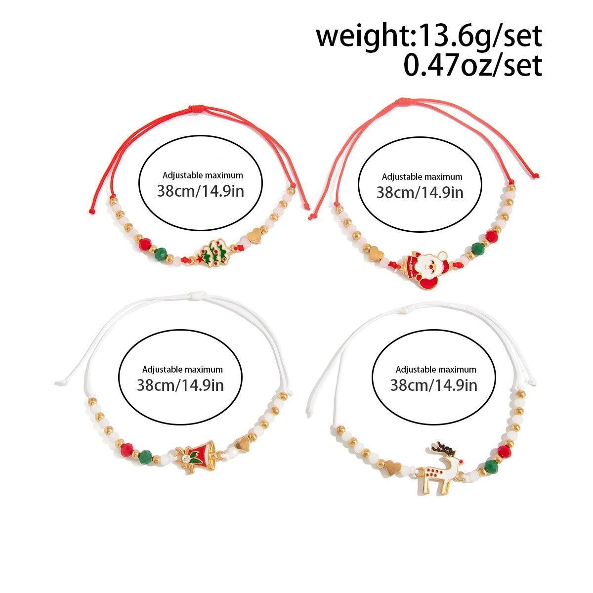 Adjustable Christmas Stacking Beaded Wrist Jewelry 4Pcs Mixed Set Code 6737K4 view 2
