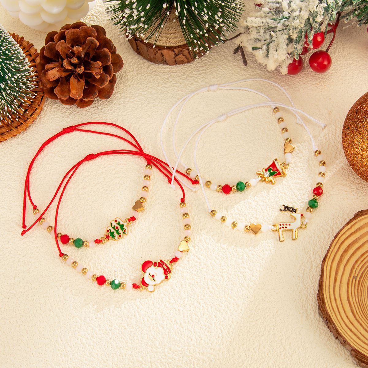 Adjustable Christmas Stacking Beaded Wrist Jewelry 4Pcs Mixed Set Code 6737K4 view 6