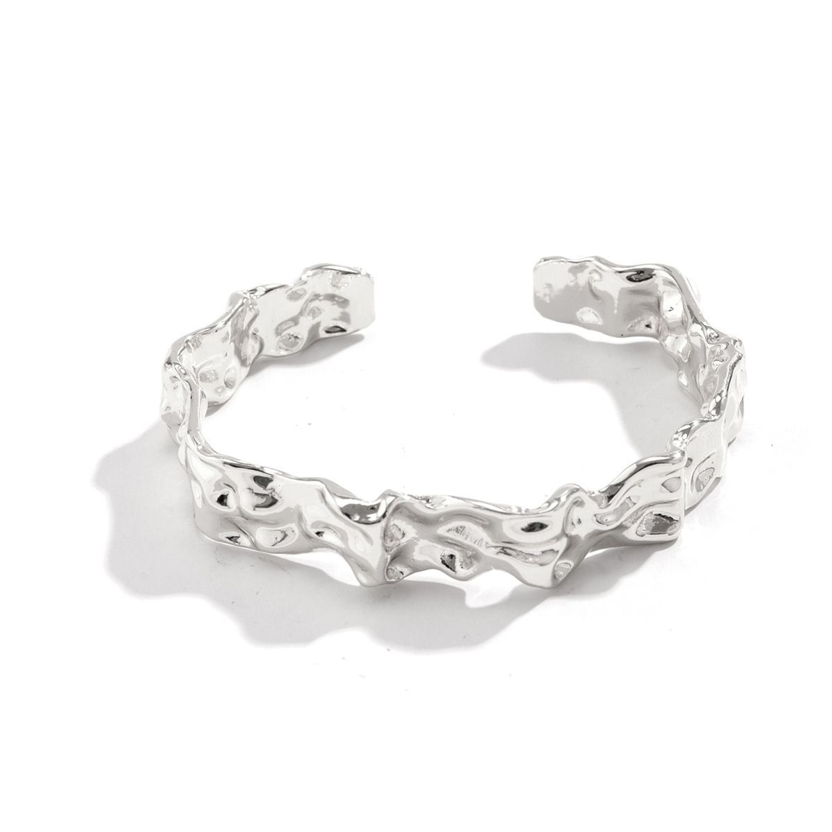 Irregular Textured Lava Open Cuff Bracelet for Women view 5