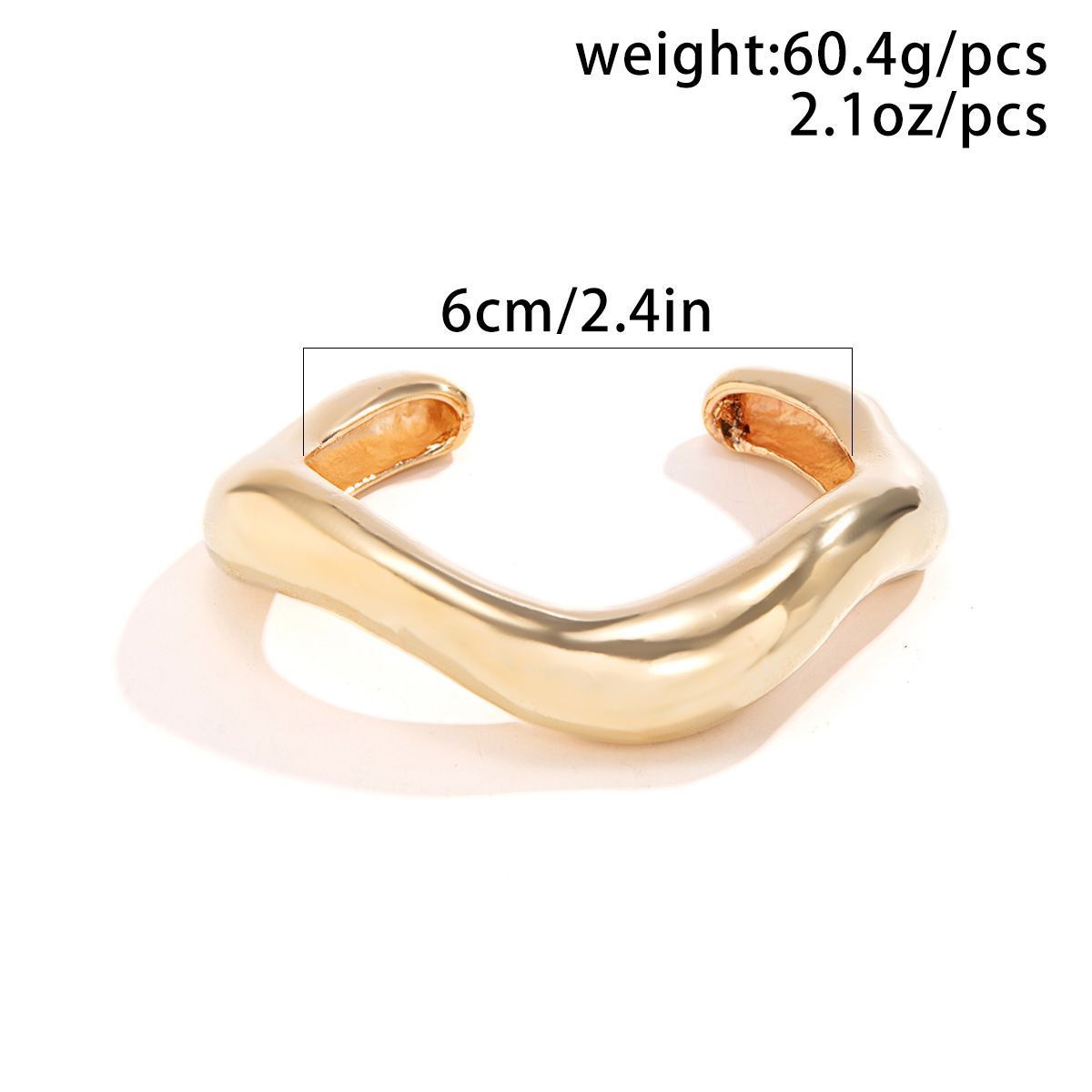 Minimalist Irregular Curved Open Cuff Bracelet view 2