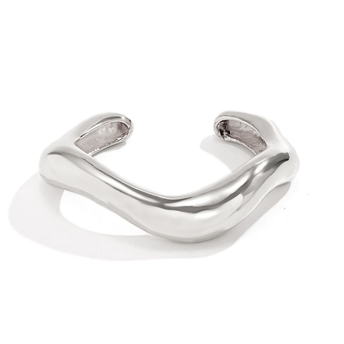 Minimalist Irregular Curved Open Cuff Bracelet view 5