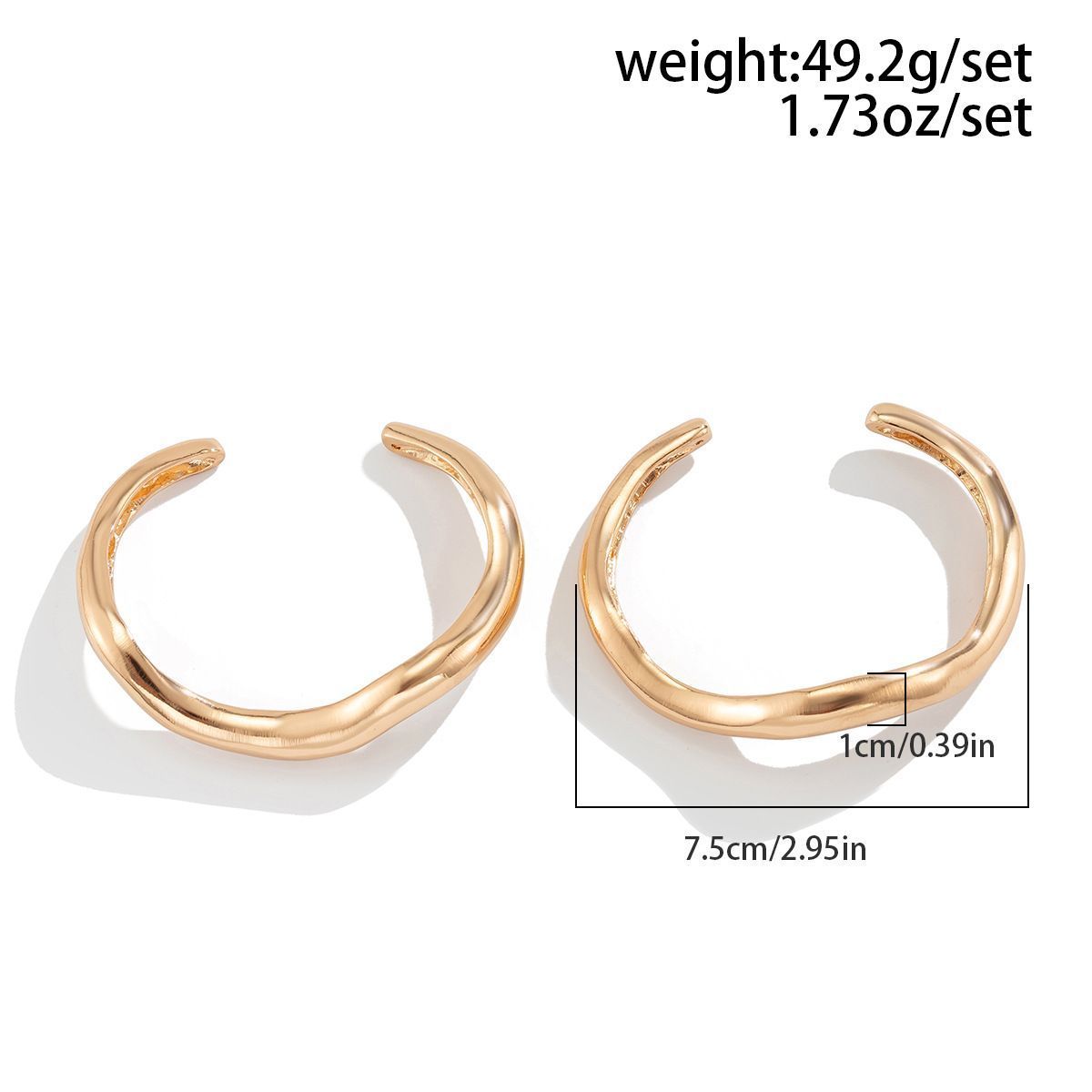 Dual Layer Irregular Wave Bangle 2 Pieces Set view 2