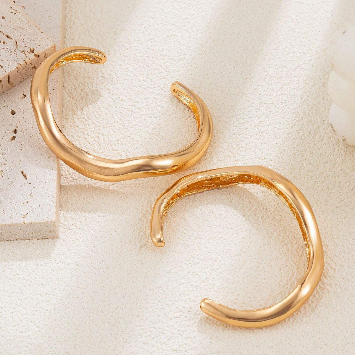 Dual Layer Irregular Wave Bangle 2 Pieces Set view 5