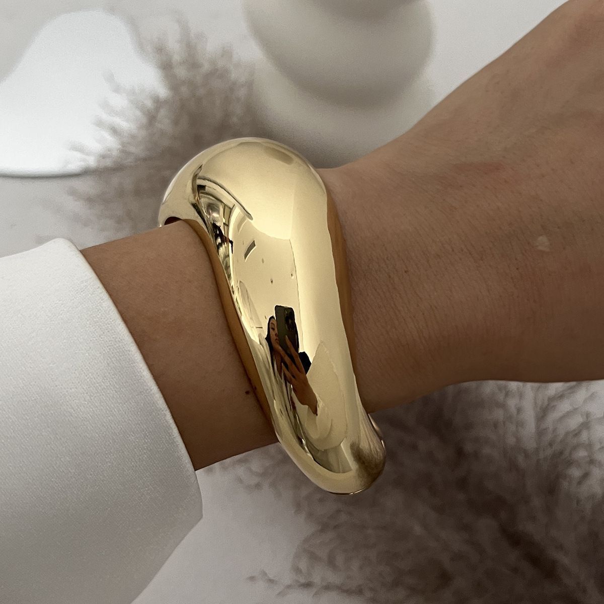 Lava Fold Irregular Open Cuff Bracelet view 3