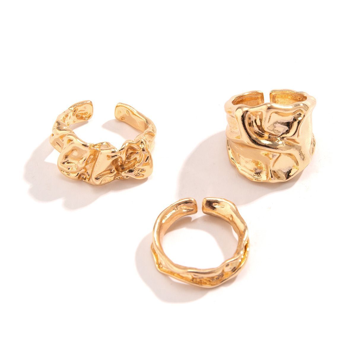 Irregular Crumple Metal Stacking Ring 3 Pieces Set view 5