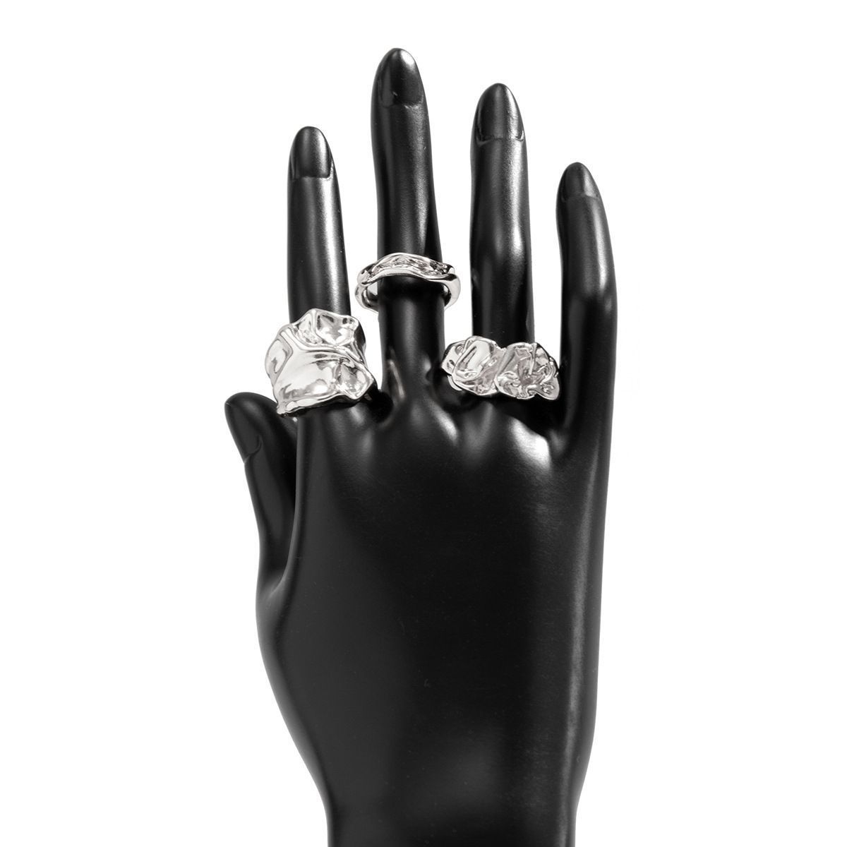 Niche Abstract Textured Ring Trio Set view 4