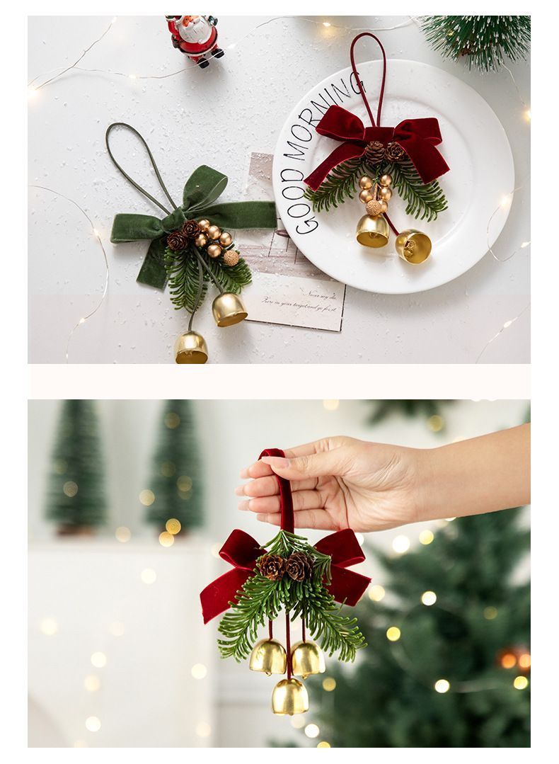 Christmas Pine Cone Single Bell Hanging Decor in Red view 6
