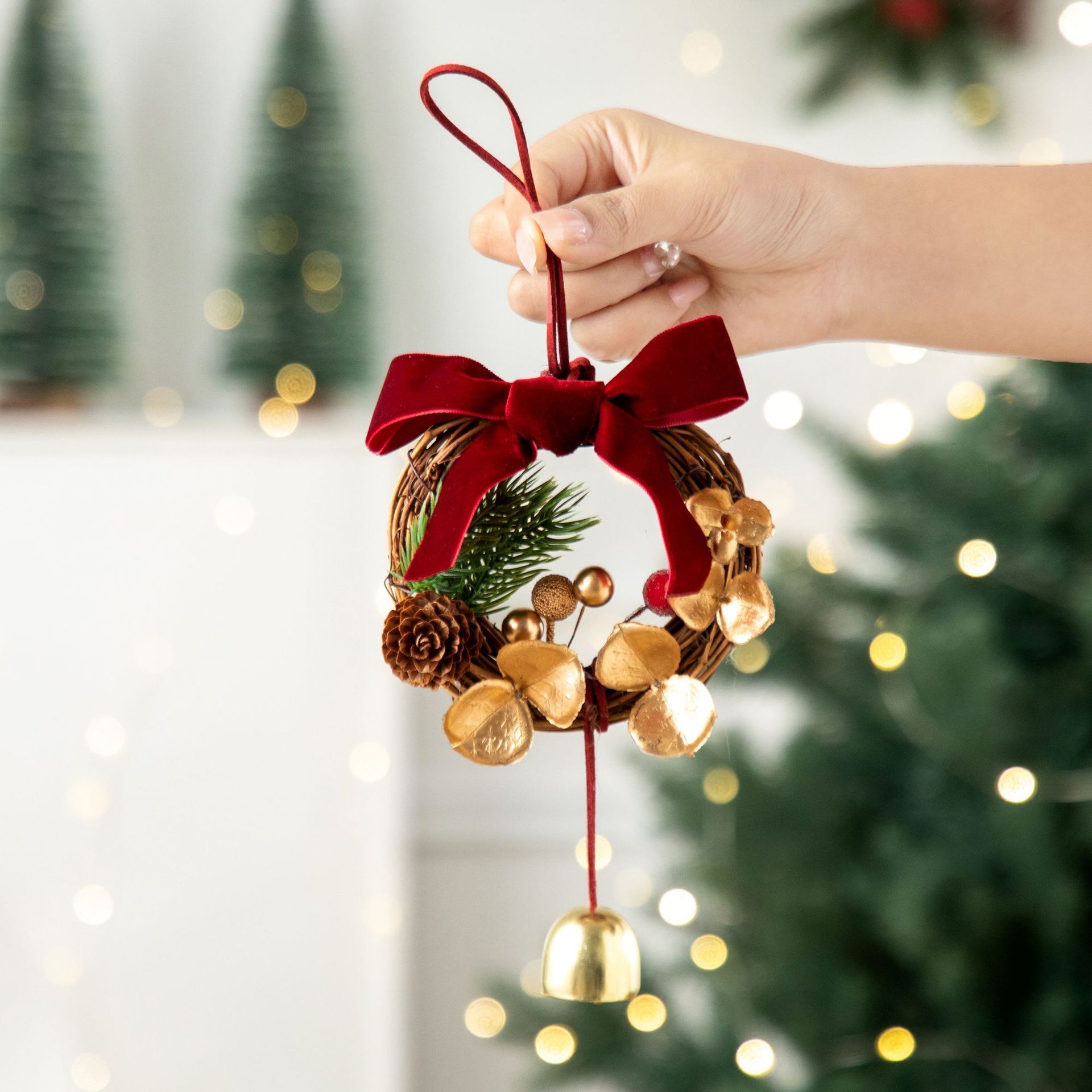 Classic Red Christmas Wreath Hanging Ornament — image 1