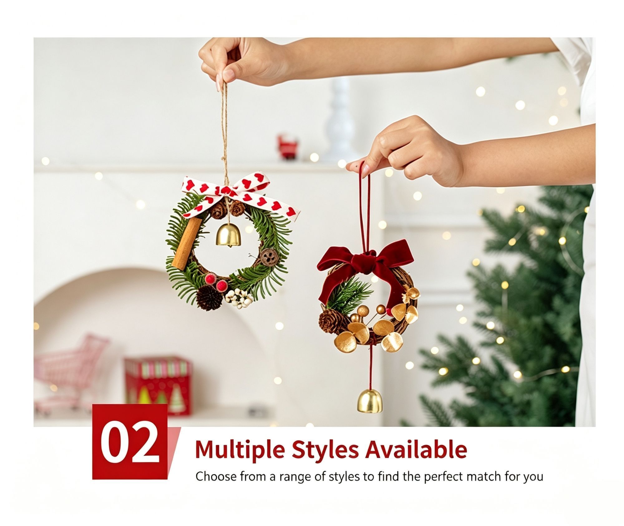Classic Red Christmas Wreath Hanging Ornament view 4