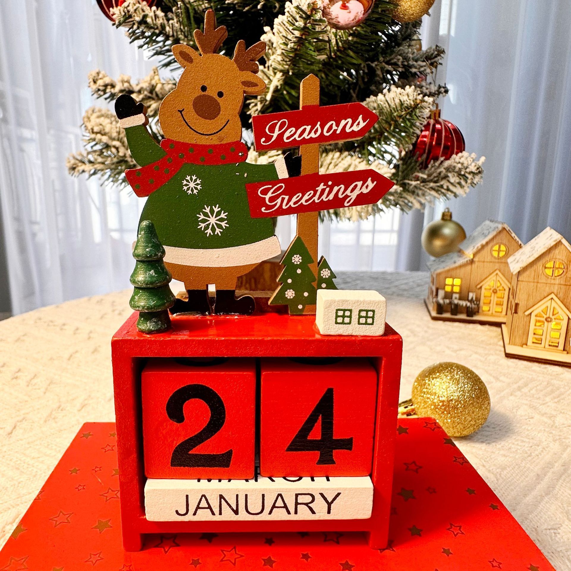 Creative Wooden Christmas Advent Calendar Desktop Ornament — image 1