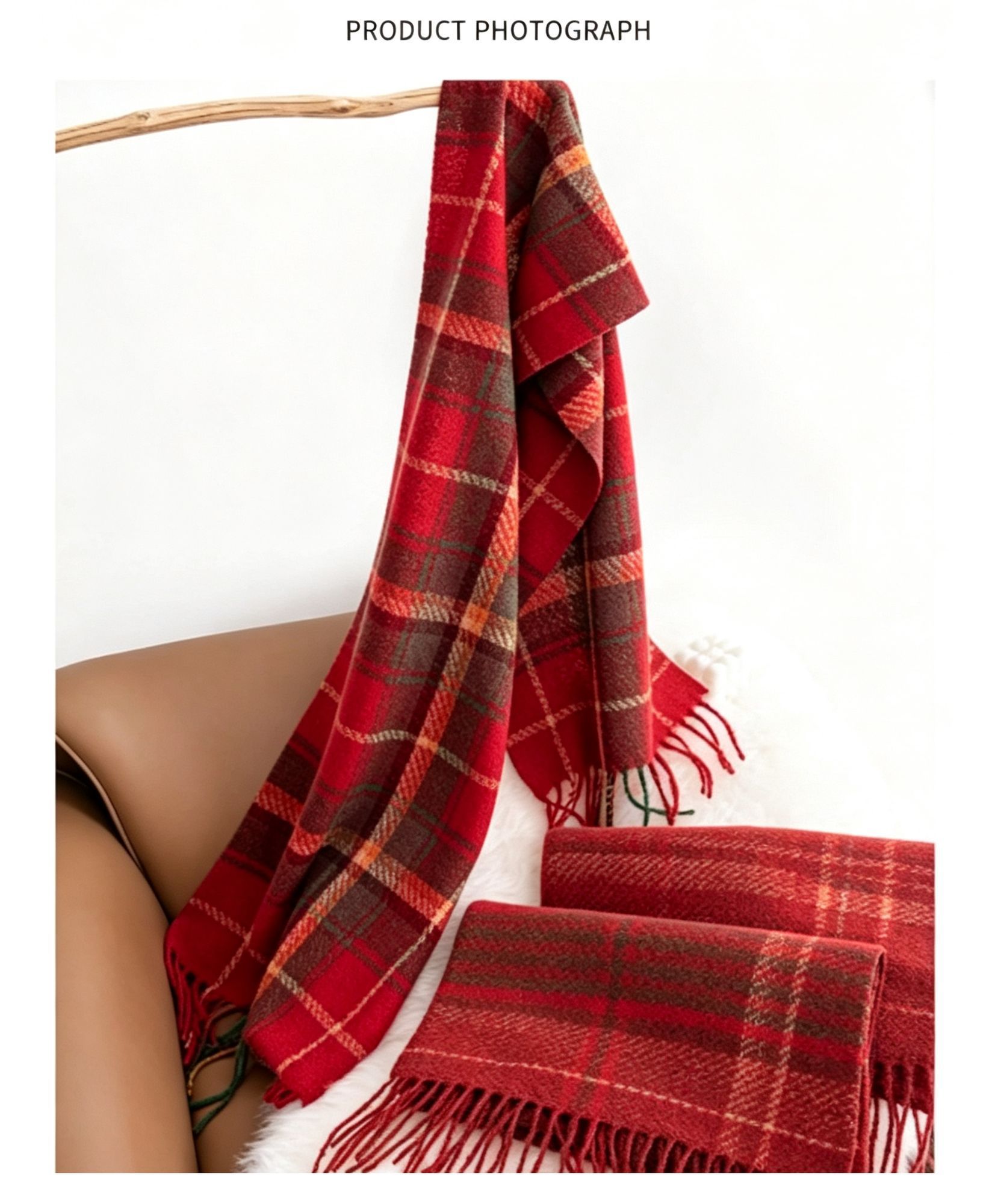 Light Blue Check Fashion Shawl view 7