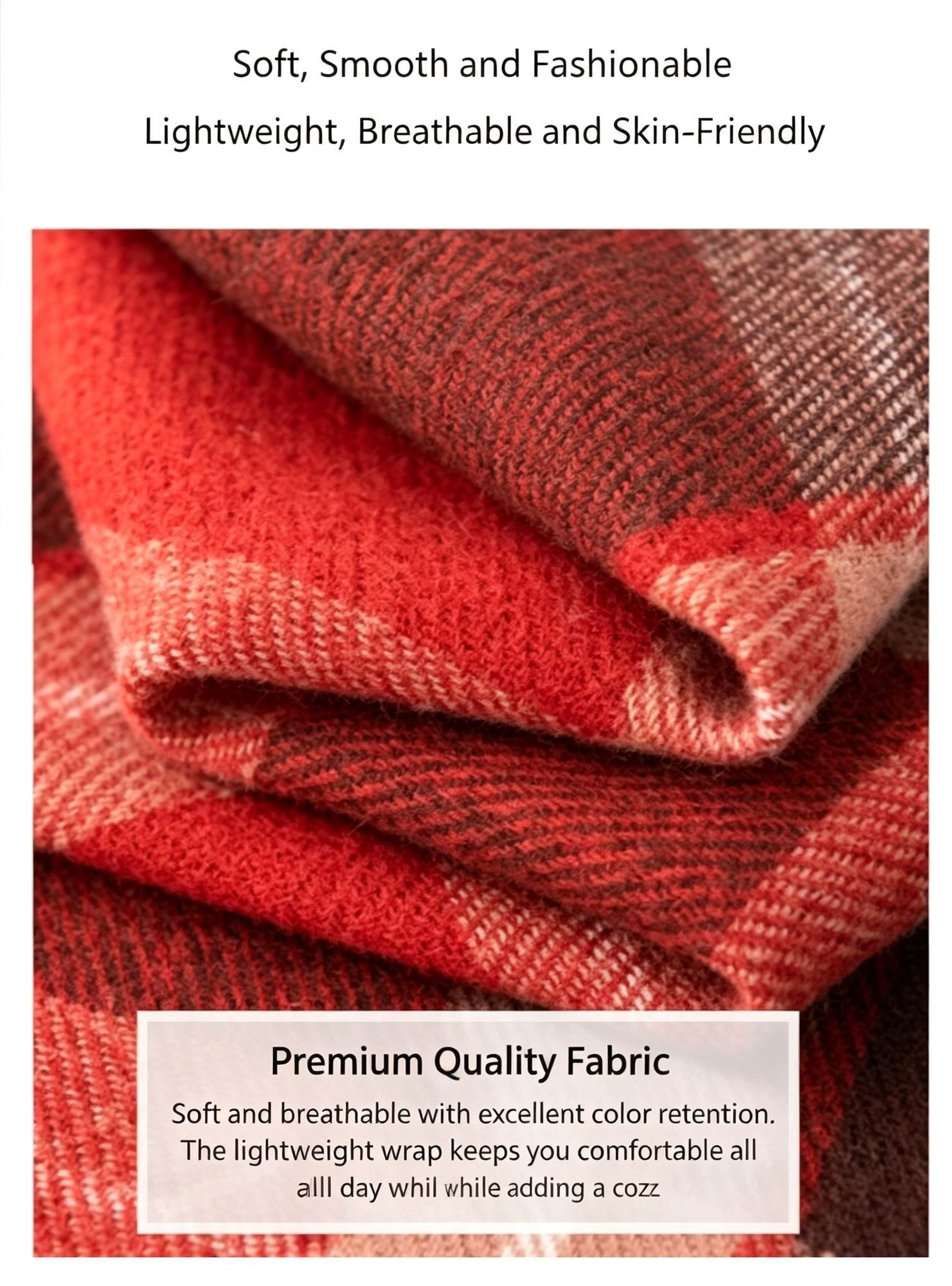 Burgundy Plaid Neck Wrap view 3