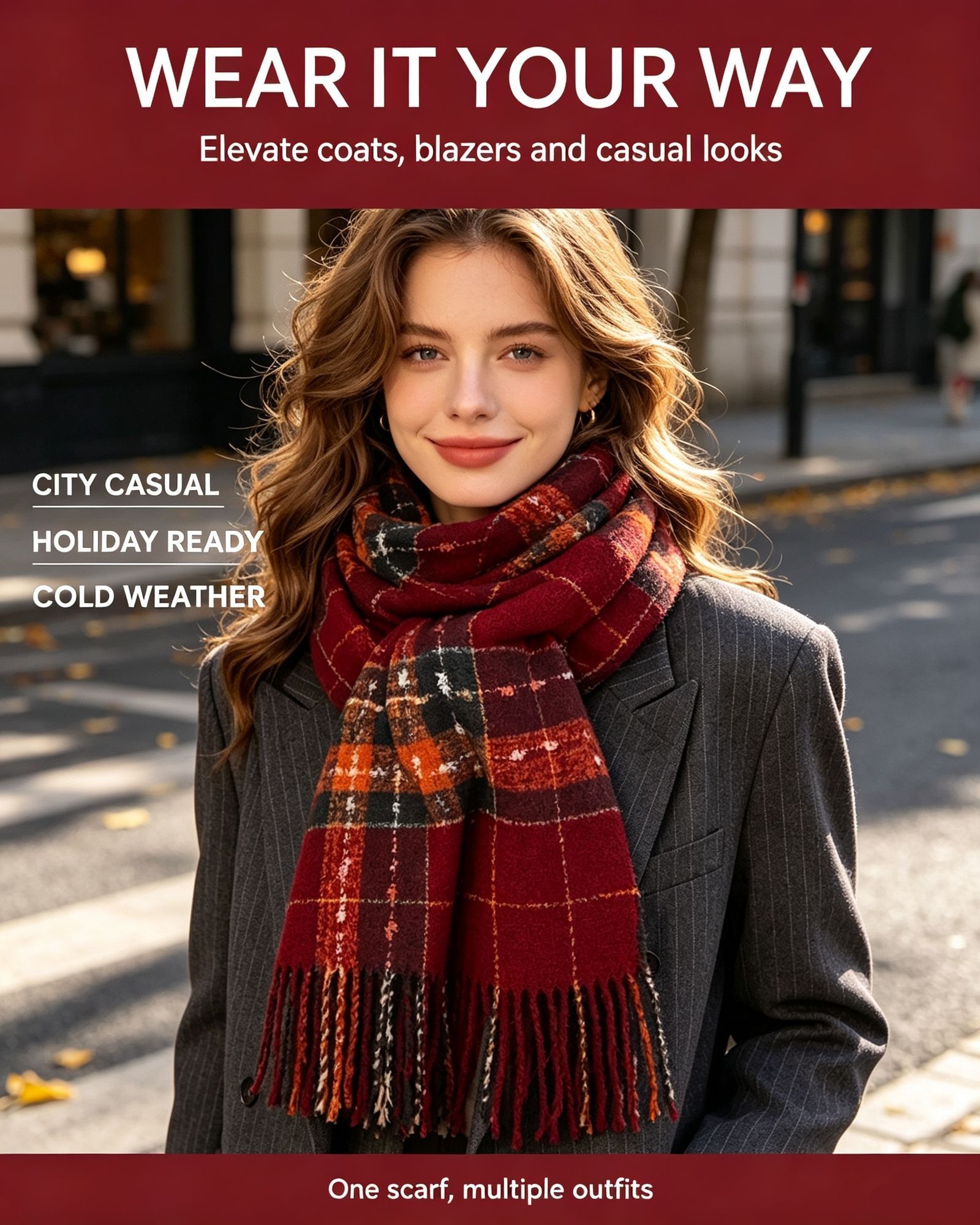 Women’s Warm Rhombus Pattern Scarf view 2