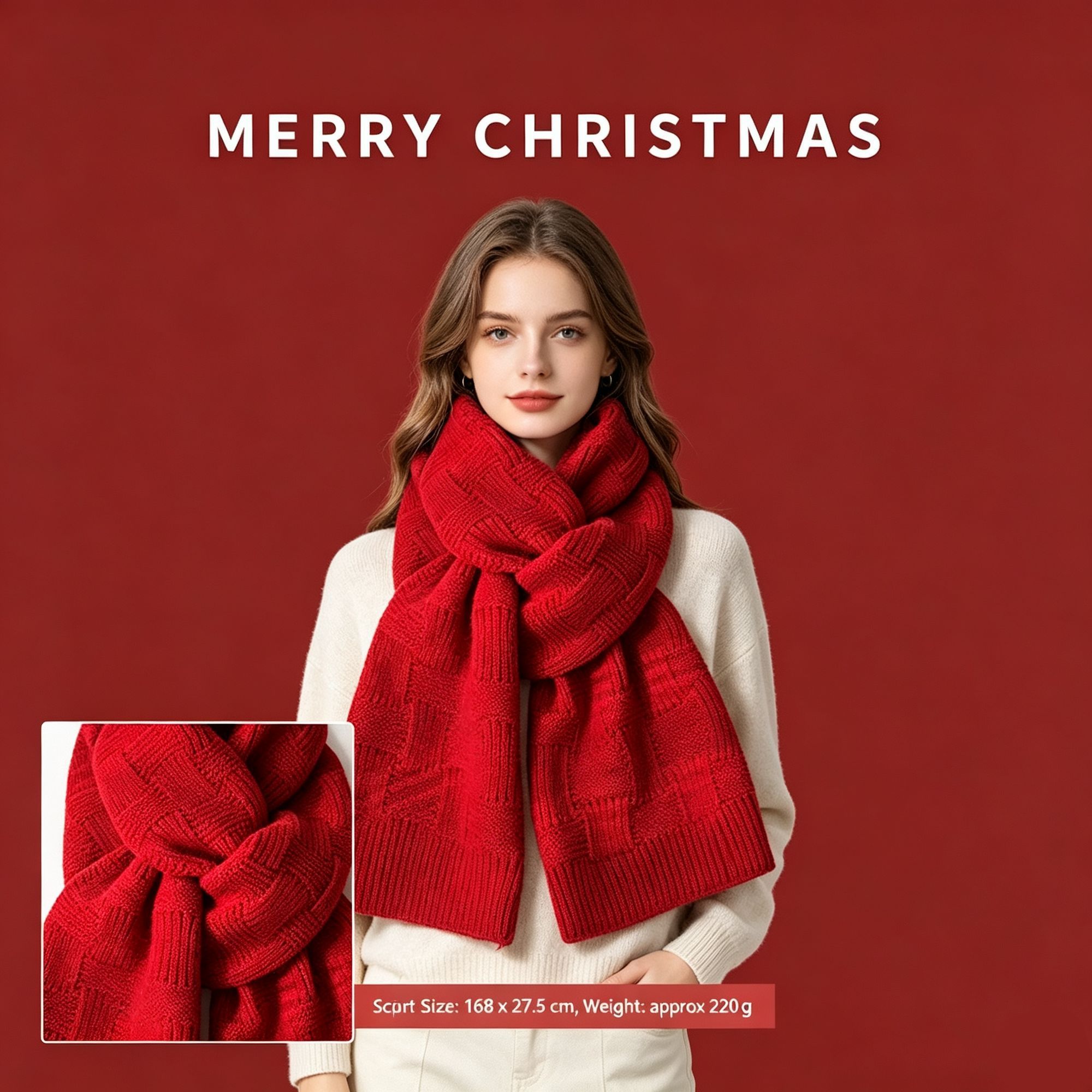 Red Woven Textured Women’s Scarf