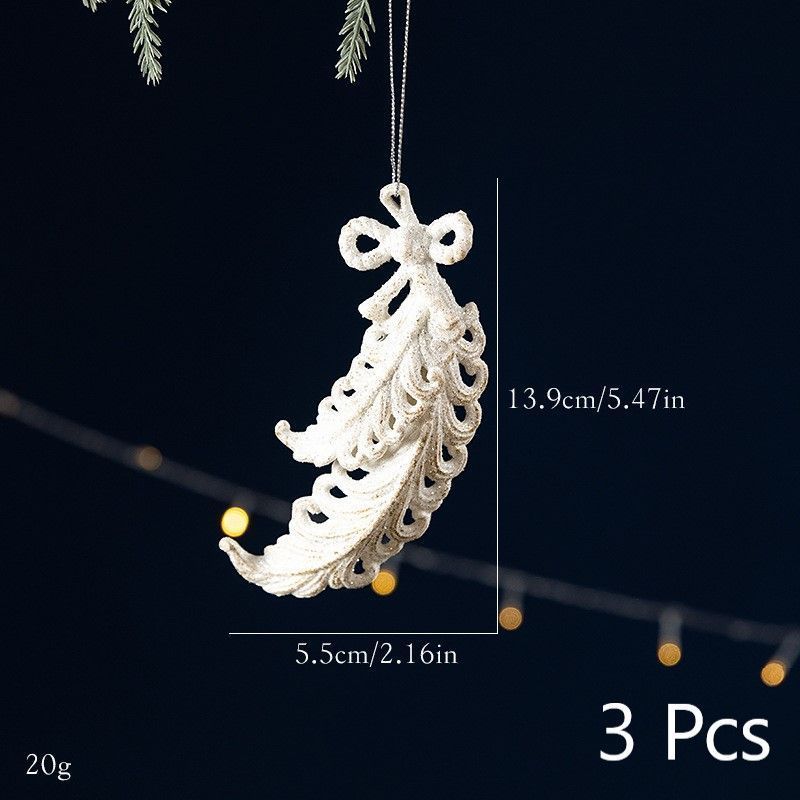 White Gold Feather Shaped Xmas Pendant — image 1