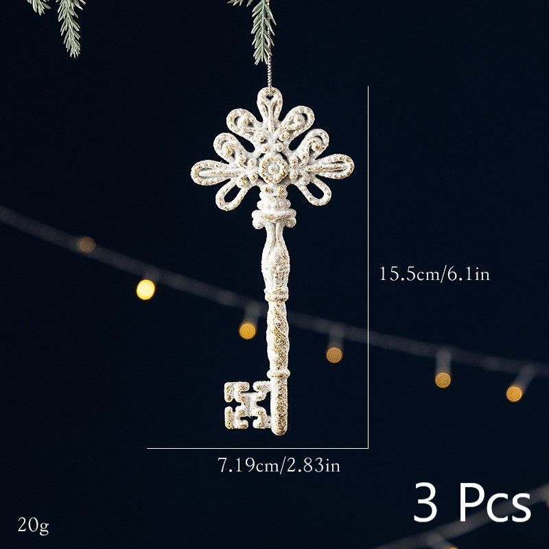 White Gold Key Design Festive Hanging Charms — image 1
